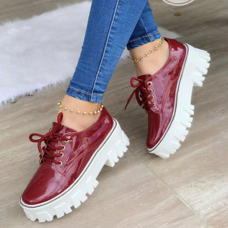 Thick Heel Flat Platform Oxford Shoes