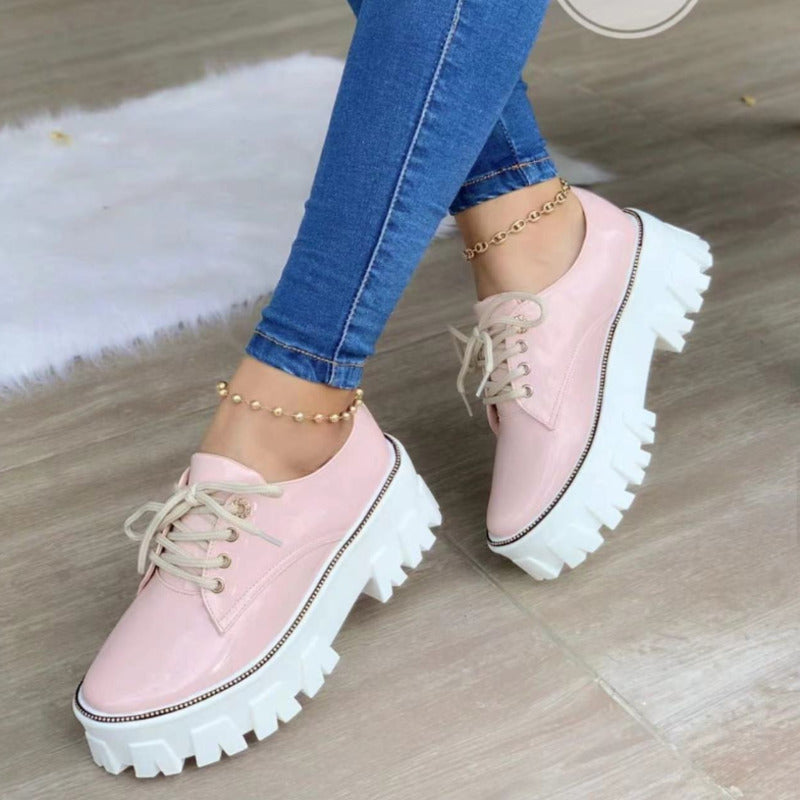 Thick Heel Flat Platform Oxford Shoes