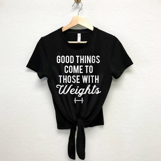 Those with Weights Front Tie Crop Top