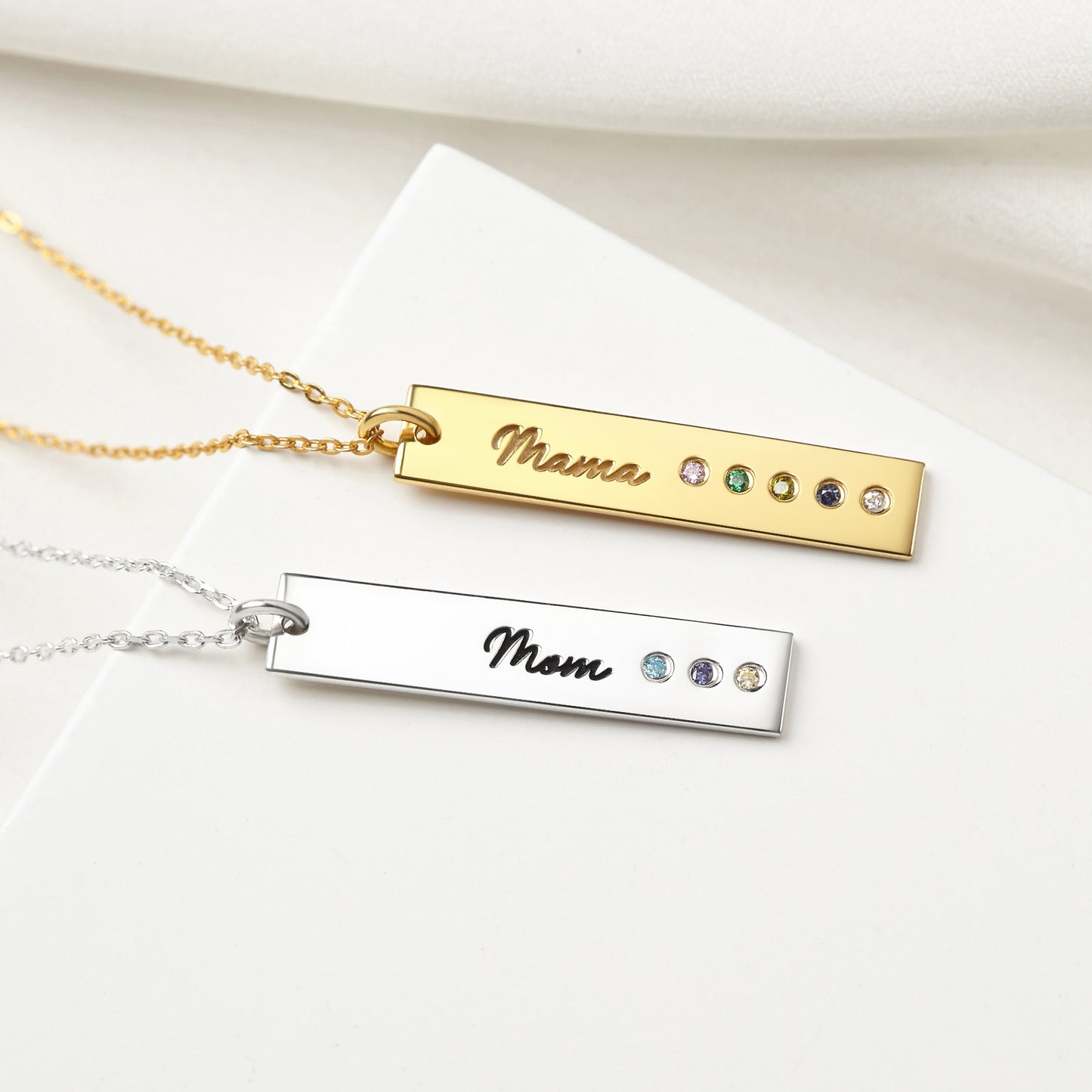 Mom Necklace Birthstone, Birthstone Bar Necklace, Mom Jewelry